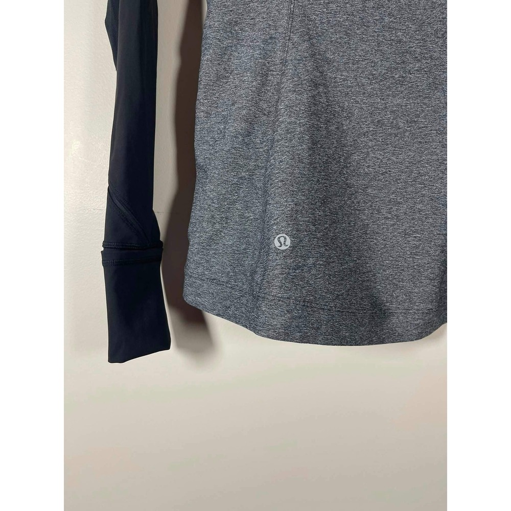 Lululemon Define Fitted Jacket Black Heathered Gray Full Zip Hood Thumbholes 4 - Picture 6 of 8